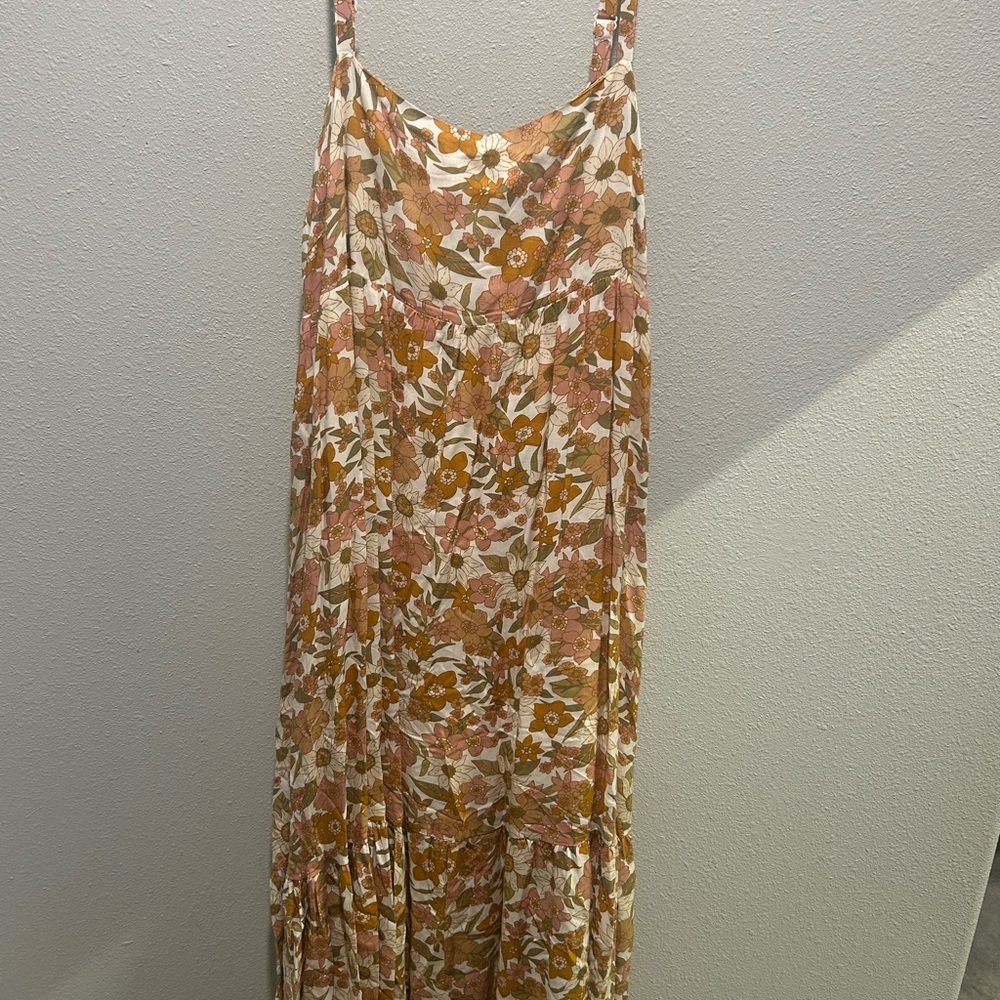 Impressions Floral Maxi Dress in Cream and Orange